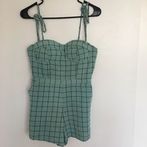 L’atiste romper green w/ stripes spaghetti straps